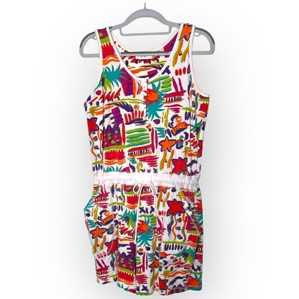 BG Basics White, bright colors white, red, green, orange Shorts Romper Size M - Picture 1 of 6